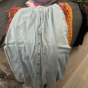 Long Jean Look Button Up Skirt